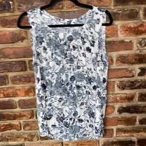 SOYACONCEPT White Black Floral Sleeveless Pleated Blouse Women's Size Large